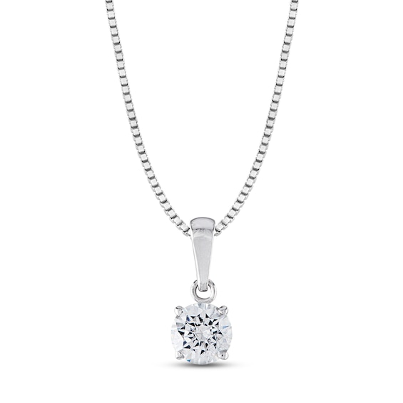 Previously Owned Diamond Solitaire Necklace 1/2 ct tw Round-cut 14K White Gold 18" (J/I2)