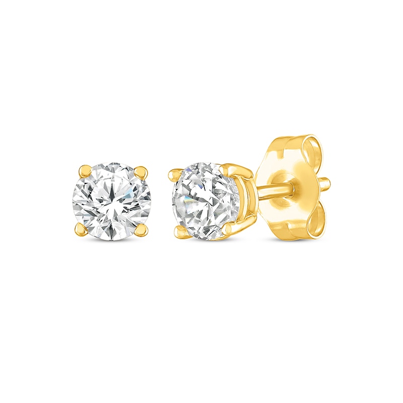 Main Image 1 of Previously Owned Diamond Solitaire Earrings 1/2 ct tw Round-cut 14K Yellow Gold (I/I2)