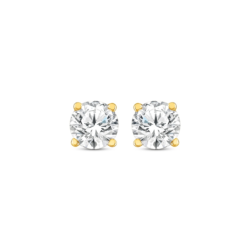 Main Image 2 of Previously Owned Diamond Solitaire Earrings 1/2 ct tw Round-cut 14K Yellow Gold (I/I2)