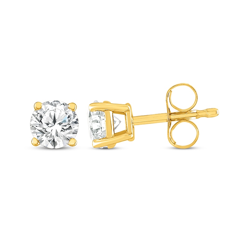 Main Image 3 of Previously Owned Diamond Solitaire Earrings 1/2 ct tw Round-cut 14K Yellow Gold (I/I2)