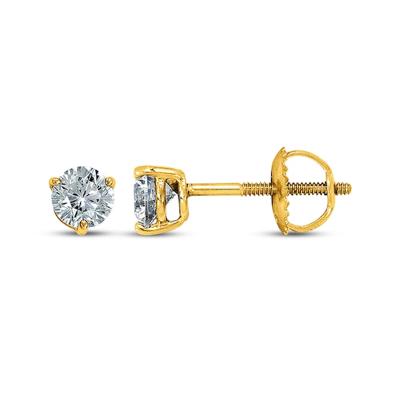 Previously Owned THE LEO Diamond Solitaire Earrings 1/2 ct tw Round-cut 14K Yellow Gold