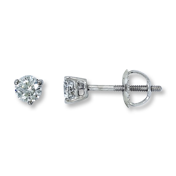 Previously Owned THE LEO Diamond Solitaires 1/2 ct tw Earrings 14K White Gold (I/SI2)