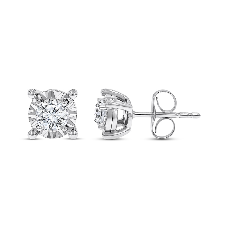 Main Image 1 of Previously Owned Radiant Reflections 1/2 ct tw Diamonds 10K White Gold Solitaire Earrings (J/I3)
