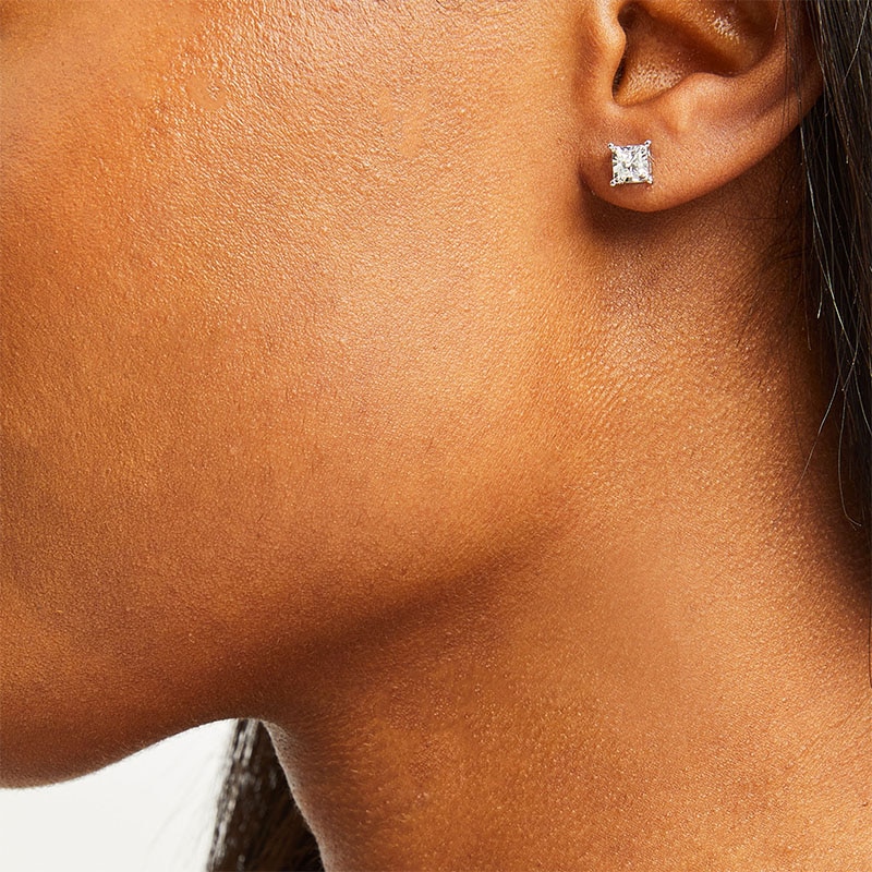 Main Image 3 of Previously Owned Radiant Reflections 1/2 ct tw Diamonds 10K White Gold Soliatire Earrings (J/I3)