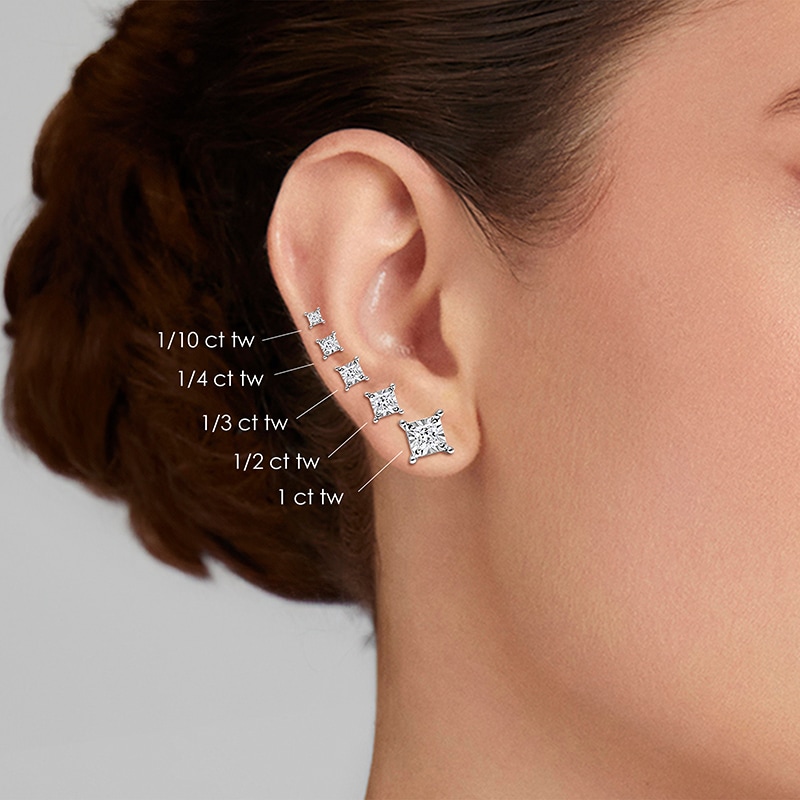 Main Image 4 of Previously Owned Radiant Reflections 1/2 ct tw Diamonds 10K White Gold Soliatire Earrings (J/I3)