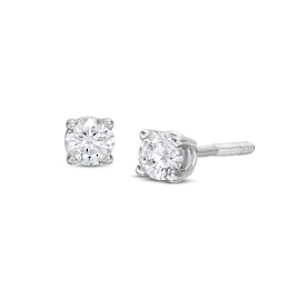 Previously Owned GSI Solitaire Diamond Earrings 1/4 ct tw Round-cut 14K White Gold (I/SI2)