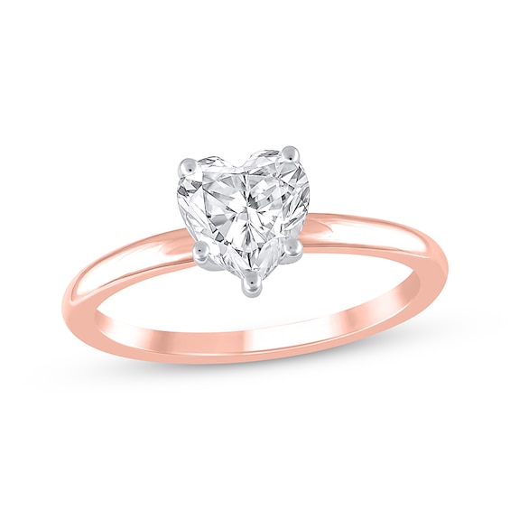 Previously Owned Lab-Grown Diamonds Heart-Shaped Solitaire Engagement Ring 1 ct tw 14K Rose Gold (F/SI2) (F/SI2)