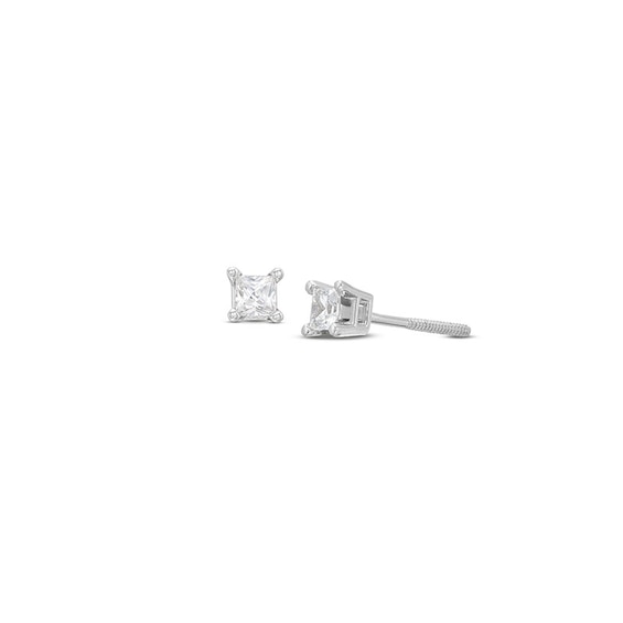 Previously Owned Certified Diamond Solitaire Earrings 1/4 ct tw Princess-cut 14K White Gold (J/I1)