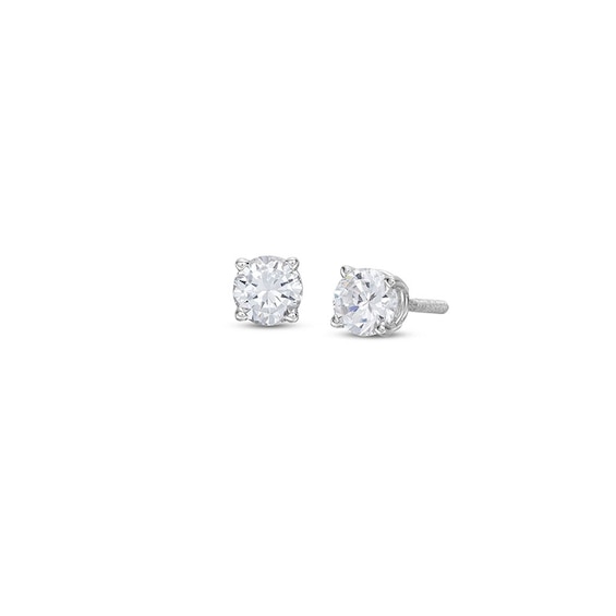 Previously Owned Certified Diamond Solitaire Earrings 1/2 ct tw Round-cut 14K White Gold (J/I1)