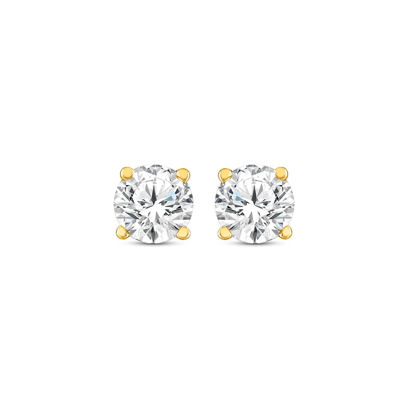 Main Image 2 of Previously Owned Diamond Solitaire Earrings 1/2 ct tw Round-cut 14K Yellow Gold