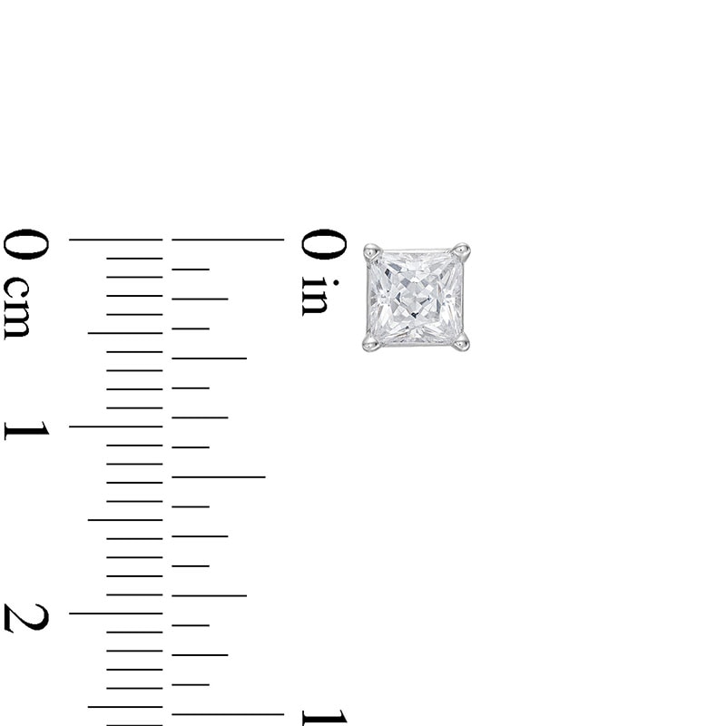 Main Image 3 of Previously Owned KAY Lab-Grown Diamonds Princess-Cut Solitaire Stud Earrings 1-1/2 ct tw 14K White Gold (F/VS2)