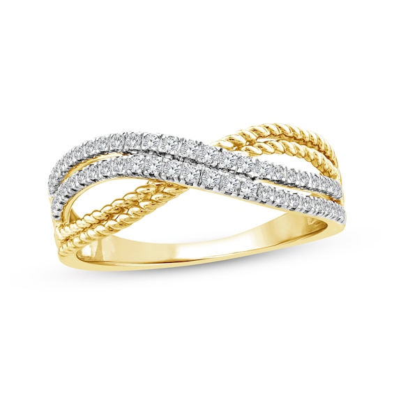 Previously Owned Threads of Love Diamond Crossover Ring 1/4 ct tw 10K Yellow Gold
