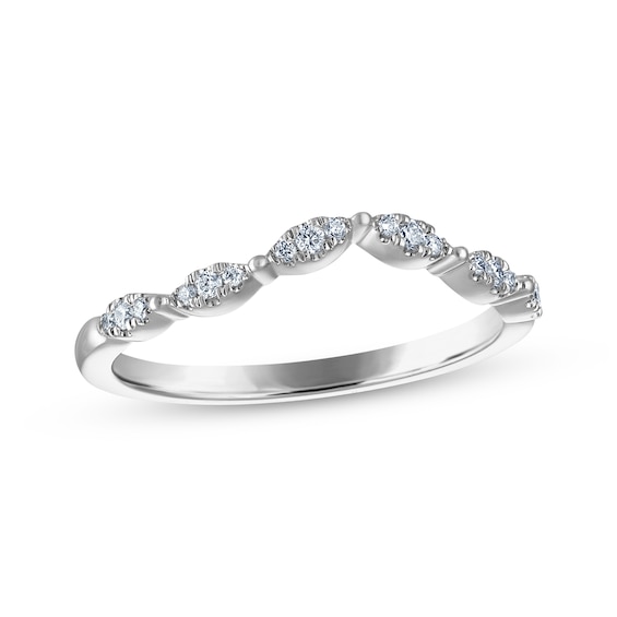 Previously Owned Diamond Contoured Wedding Band 1/10 ct tw 14K White Gold