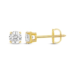 Previously Owned Certified Round-Cut Diamond Solitaire Stud Earrings 1/2 ct tw 14K Yellow Gold (I/I1)