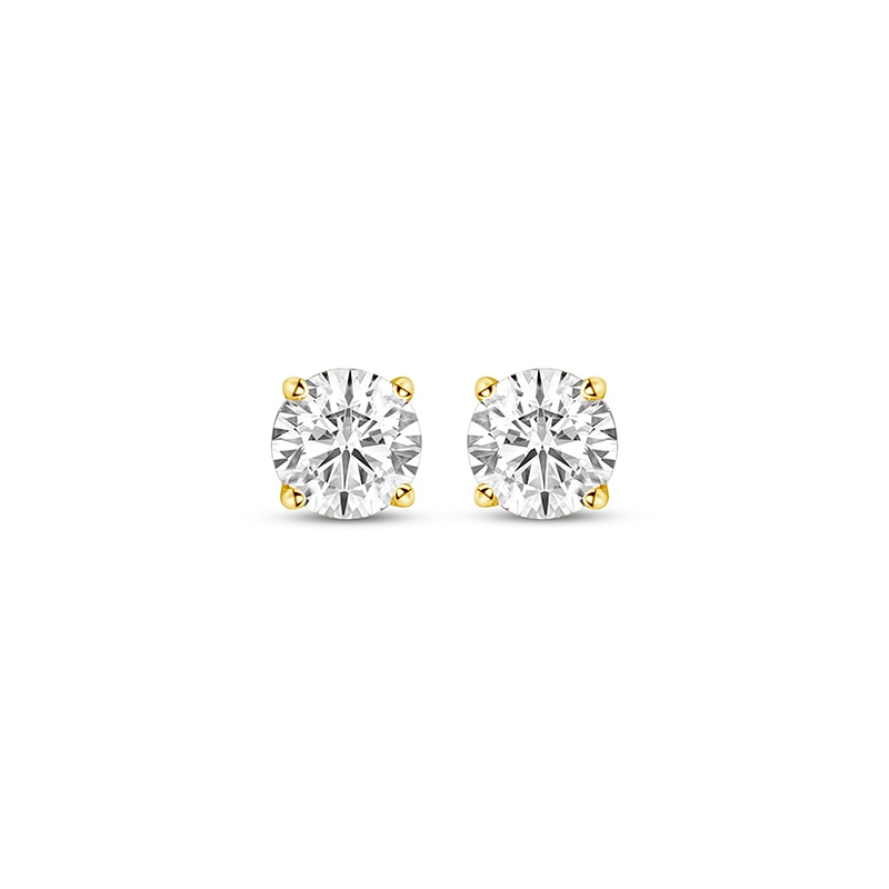 Main Image 2 of Previously Owned Certified Round-Cut Diamond Solitaire Stud Earrings 1/2 ct tw 14K Yellow Gold (I/I1)