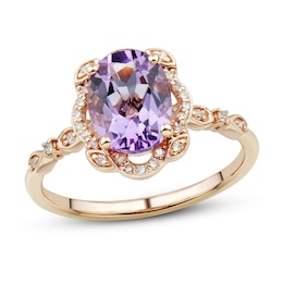Previously Owned Amethyst Ring 1/8 ct tw Diamonds 10K Rose Gold