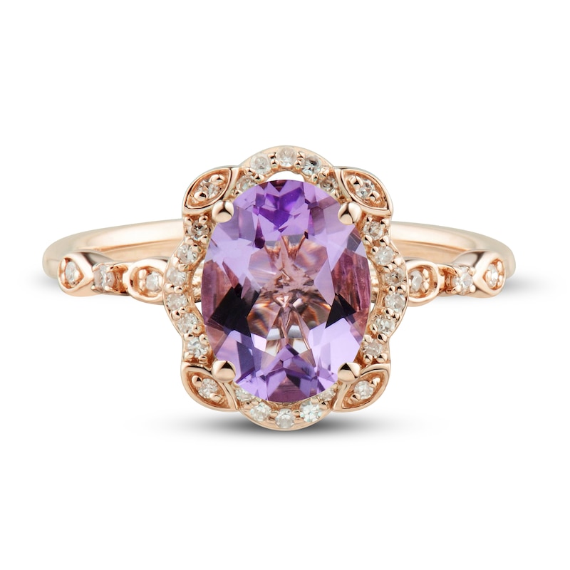 Main Image 3 of Previously Owned Amethyst Ring 1/8 ct tw Diamonds 10K Rose Gold