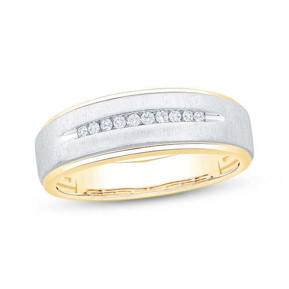 Previously Owned Men's Diamond Wedding Band 1/10 ct tw 10K Two-Tone Gold