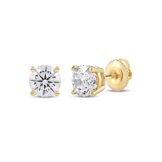 Previously Owned KAY Lab-Grown Diamonds Round-Cut Solitaire Stud Earrings 1-1/2 ct tw 14K Yellow Gold (F/VS2)