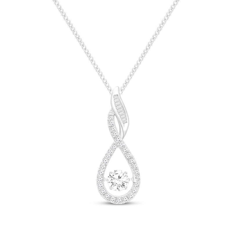 Main Image 1 of Previously Owned Unstoppable Love Lab-Grown Diamond Twist Frame Necklace 1-1/4 ct tw 10K White Gold 19"