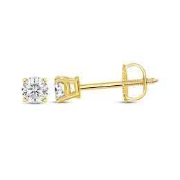 Previously Owned Certified Round-Cut Diamond Solitaire Stud Earrings 1/4 ct tw 14K Yellow Gold (I/I1)