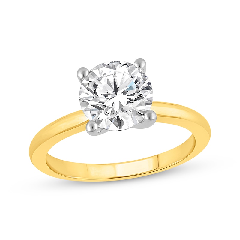 Main Image 1 of Previously Owned Lab-Grown Diamonds Round-Cut Solitaire Engagement Ring 2 ct tw 14K Yellow Gold (F/SI2)