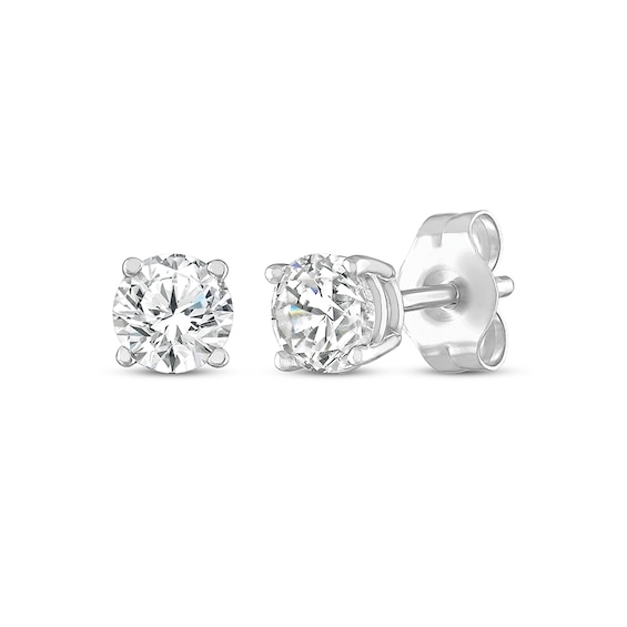 Previously Owned Round-Cut Diamond Solitaire Stud Earrings 1/2 ct tw 10K White Gold (I/I3)