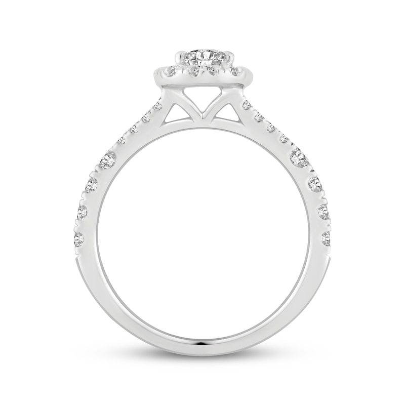 Main Image 3 of Previously Owned Lab-Grown Diamonds Pear-Shaped Halo Engagement Ring 1 ct tw 14K White Gold