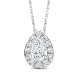 Previously Owned KAY Lab-Grown Diamonds Pear-Shaped & Round-Cut Teardrop Necklace 1/2 ct tw 10K White Gold 18"