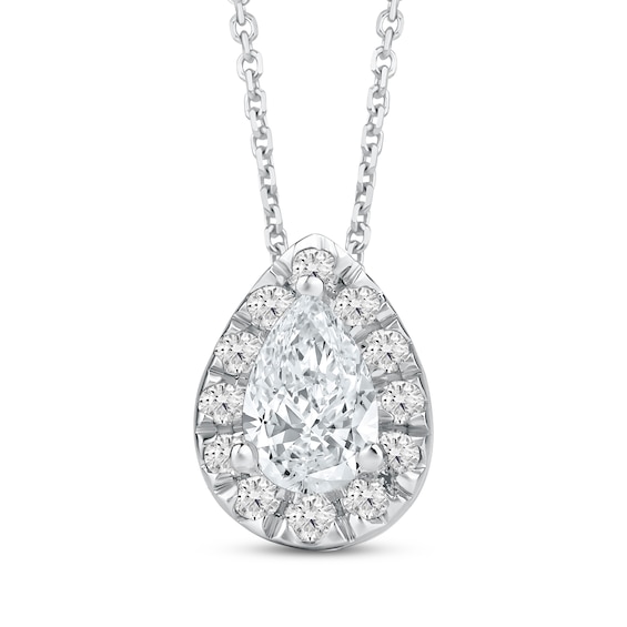 Previously Owned KAY Lab-Grown Diamonds Pear-Shaped & Round-Cut Teardrop Necklace 1/2 ct tw 10K White Gold 18"
