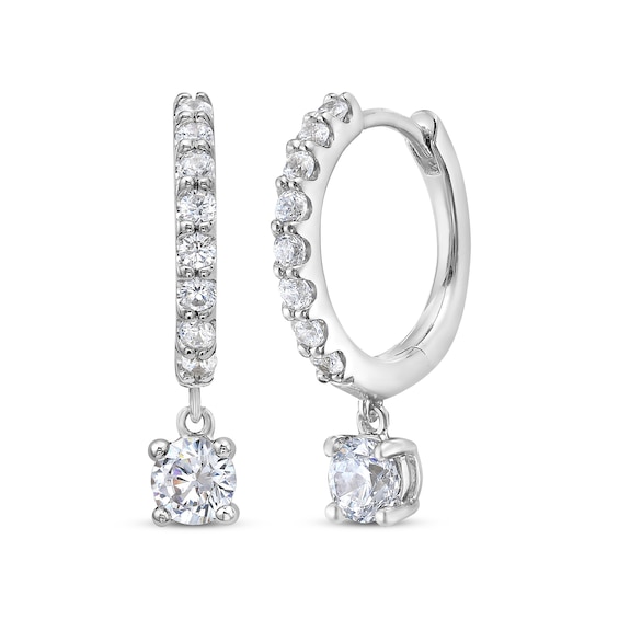 Previously Owned KAY Lab-Grown Diamonds Dangle Hoop Earrings 1 ct tw 10K White Gold