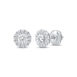 Previously Owned KAY Lab-Grown Diamonds Halo Stud Earrings 1/2 ct tw 14K White Gold (F/SI2)