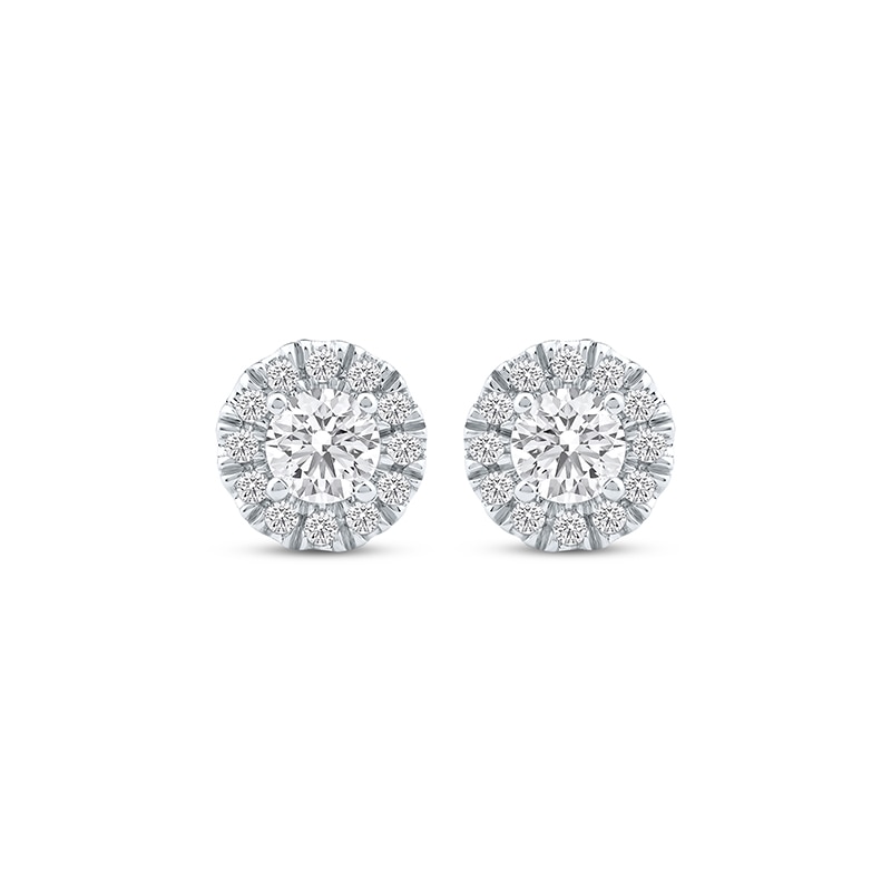 Main Image 2 of Previously Owned KAY Lab-Grown Diamonds Halo Stud Earrings 1/2 ct tw 14K White Gold (F/SI2)