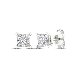 Previously Owned KAY Lab-Grown Diamonds Princess-Cut Solitaire Stud Earrings 1 ct tw 14K White Gold (F/SI2)