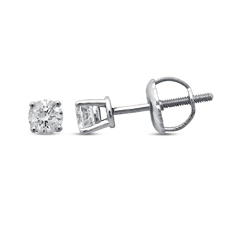 Main Image 1 of Previously Owned Certified Diamond Round-cut Solitaire Earrings 1/2 ct tw 14K White Gold
