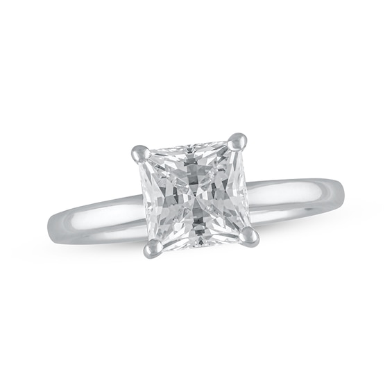 Previously Owned Lab-Grown Diamonds Princess-Cut Solitaire Engagement Ring 1-1/2 ct tw 14K White Gold (F/SI2)