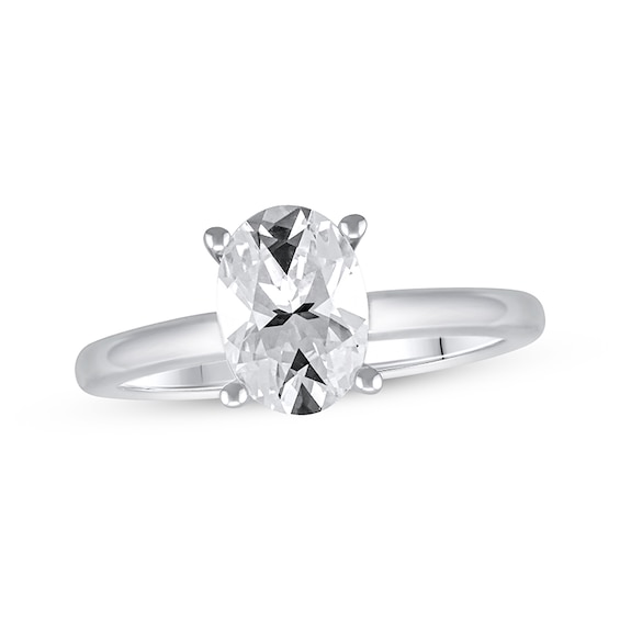 Previously Owned Lab-Grown Diamonds Oval-Cut Solitaire Engagement Ring 2 ct tw 14K White Gold (F/SI2