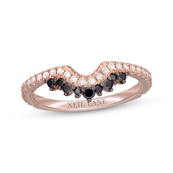 Previously Owned Neil Lane Black & White Diamond Wedding Band 3/8 ct tw Round-cut 14K Rose Gold