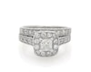 Thumbnail Image 1 of Previously Owned Princess-Cut Diamond Halo Bridal Set 1-1/5 ct tw 14K White Gold Size 6.5