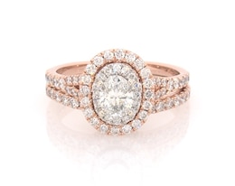 Previously Owned Neil Lane Oval-Cut Diamond Halo Bridal Set 1-1/2 ct tw 14K Two-Tone Gold Size 7
