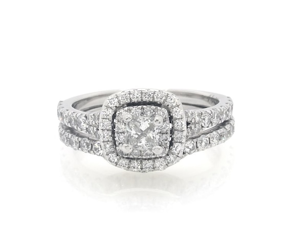 Previously Owned Neil Lane Princess-Cut Diamond Double Halo Bridal Set 1-1/3 ct tw 14K White Gold Size