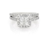 Thumbnail Image 1 of Previously Owned Princess-Cut Quad Diamond Halo Bridal Set 1-1/6 ct tw 14K White Gold Size 6.5
