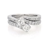 Thumbnail Image 1 of Previously Owned Round-Cut Diamond Two-Stone Bridal Set 1-3/4 ct tw 14K White Gold Size 6