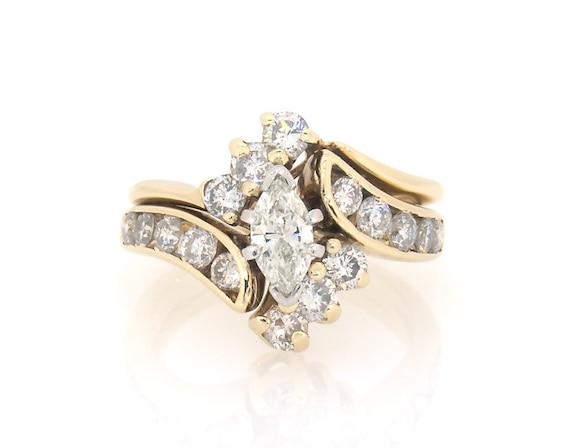 Previously Owned Marquise-Cut Diamond Bridal Set 1-1/ ct tw 14K Yellow Gold Size