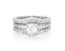 Previously Owned Round-Cut Diamond Bridal Set 1-3/8 ct tw 14K White Gold Size 4.25