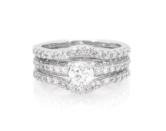 Previously Owned Round-Cut Diamond Bridal Set 1-3/8 ct tw 14K White Gold Size 4.25