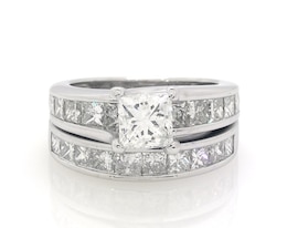 Previously Owned Princess-Cut Diamond Bridal Set 2-7/8 ct tw 14K White Gold Size 5.25