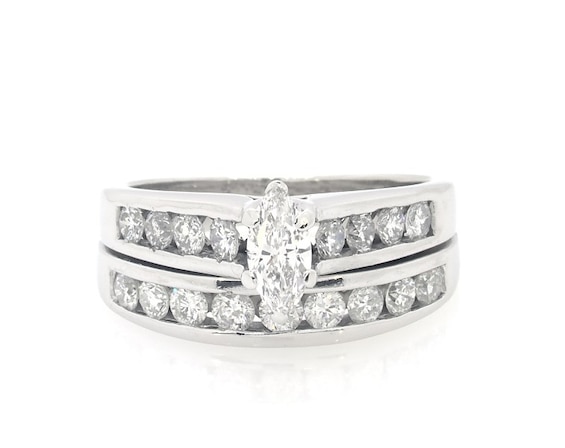 Previously Owned Marquise-Cut Diamond Bridal Set 1-3/8 ct tw 14K White Gold Size 7.5