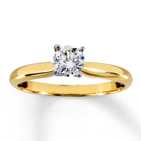 Previously Owned Certified Diamond Ring 1/2 Carat Round-cut 14K Yellow Gold