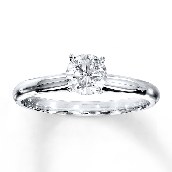 Previously Owned Diamond Solitaire Ring 1/2 carat Round-cut 14K White Gold (K/I2)